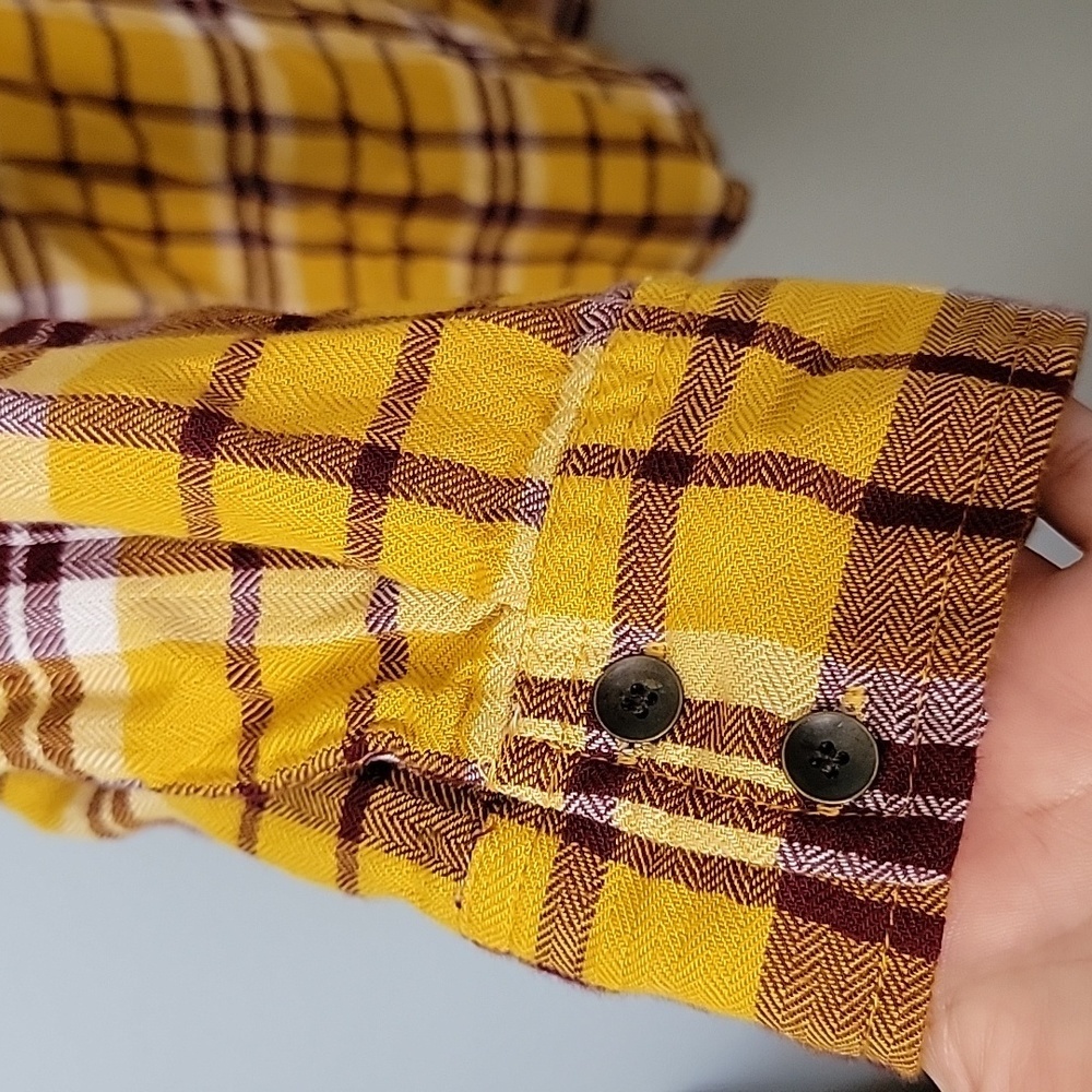 Lane Bryant Plus Size 22/24 Yellow Plaid Button Front Long Sleeve Top - Picture 9 of 11